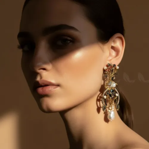 Elaborate Baroque Pearl Earrings - Product Image