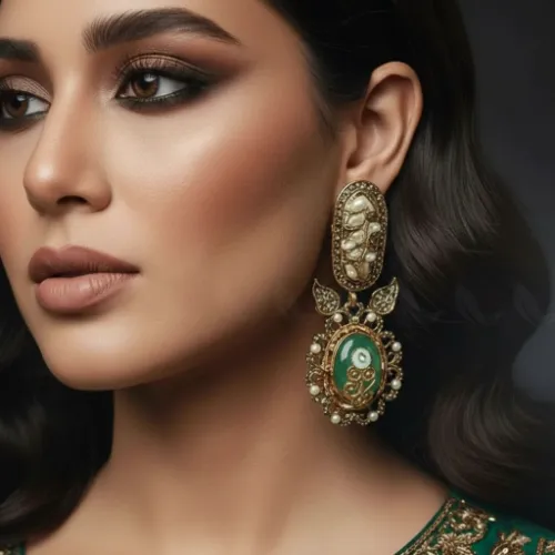 Antique Turquoise Cut Stone Earrings - Product Image