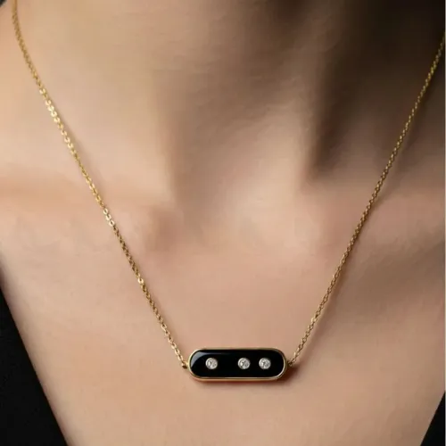 Obelisk Gold Toned Geometric Chain Necklace - Product Image