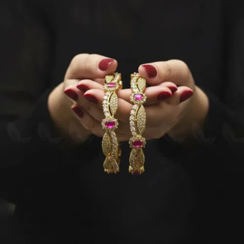 Rich Heritage Zirconia Stream Bangles - Pink - Product Image