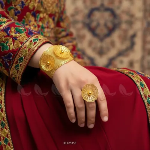 Sultanate Sunburst Filigree Bangle Ring Set - Product Image