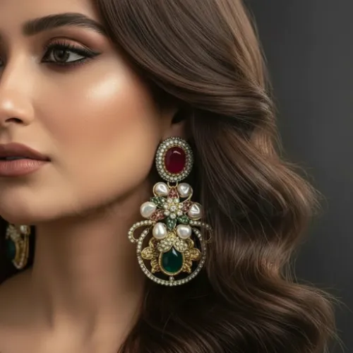 Prismatic Floral Crystal Earrings - Product Image